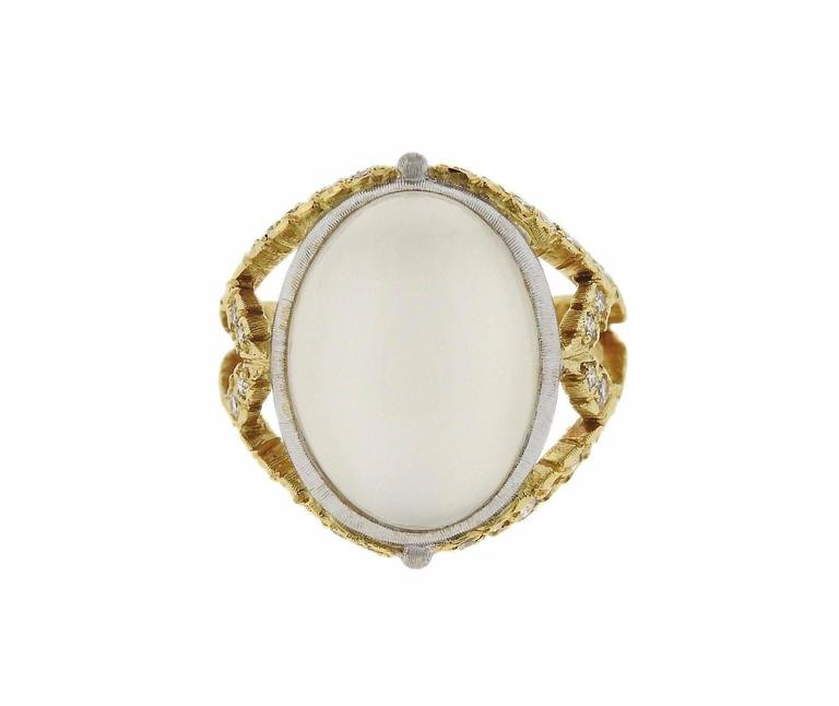 Buccellati Orocoll Moonstone Diamond Gold Ring - Farber Auction House